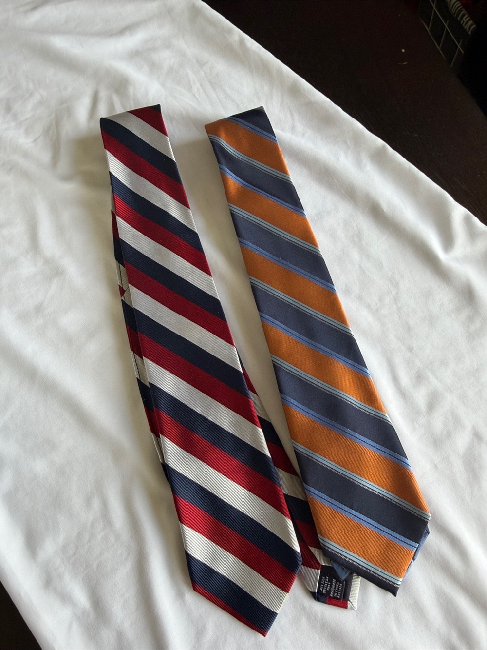 2 Men's Striped big and tall Ties- Red, Navy, Gray and blue & orange